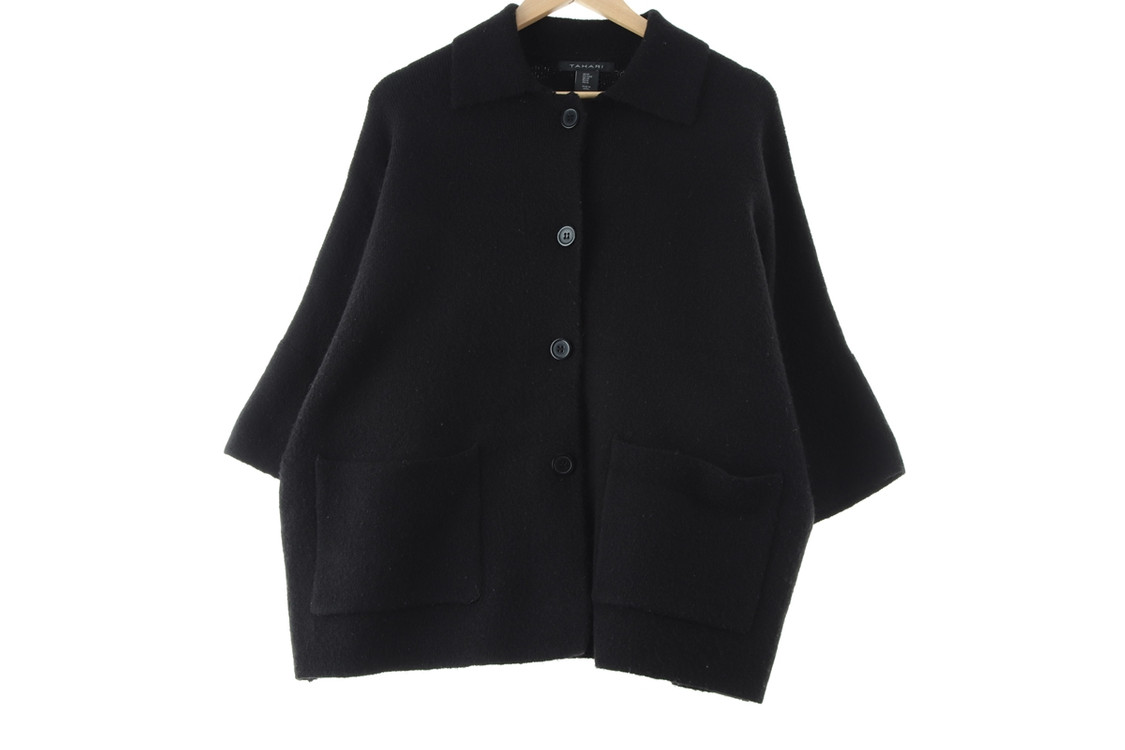 W(L-XL) 타하리 니트 앞포켓 블랙 따뜻 희귀--1
