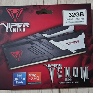 패트리어트 DDR5 32G CL30 6000MHz VIPER VENOM 패키지 (16Gx2) 미개봉 팜