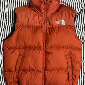 노스페이스 700 중앙로고 패딩 조끼 오렌지 L
