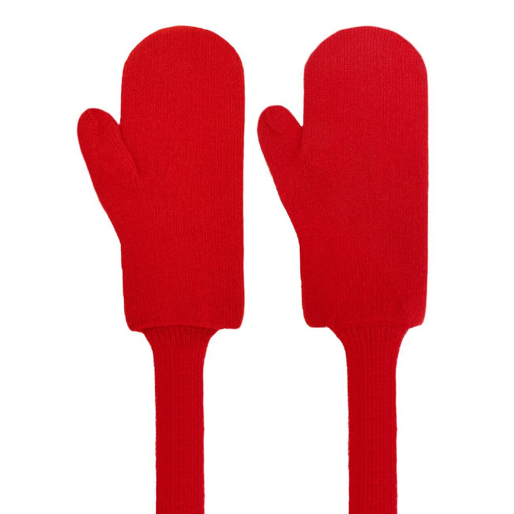 새상품 보테가베네타 울 캐시미어 장갑 넥워머 장갑 레드 컬러--2