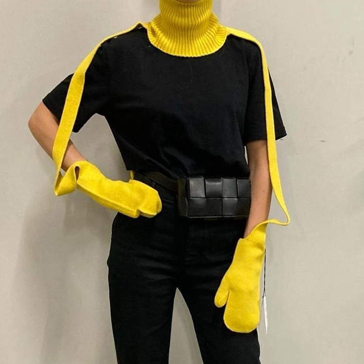 새상품 보테가베네타 울 캐시미어 장갑 넥워머 장갑 레드 컬러--3