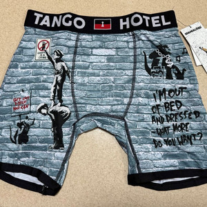 탱고 호텔 남성 박스 브리프 속옷 팬티 S 사이즈 뱅크시 그래피티 tango hotel underwear