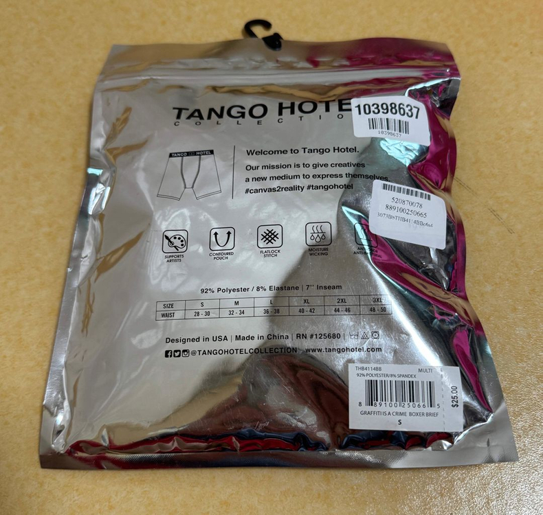 탱고 호텔 남성 박스 브리프 속옷 팬티 S 사이즈 뱅크시 그래피티 tango hotel underwear 이미지
