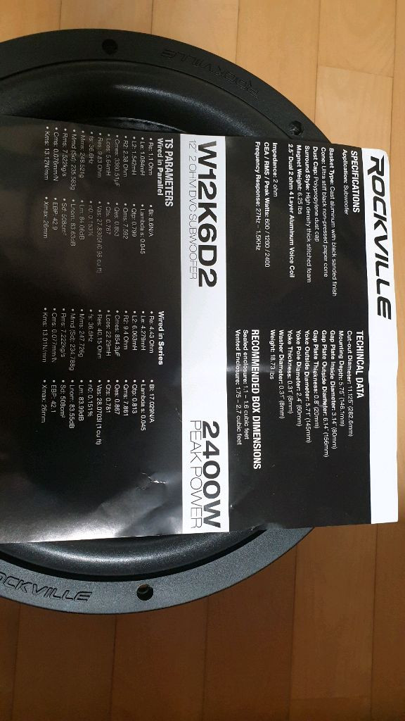 Rockville W12K6D2 12인치 서브우퍼 이미지