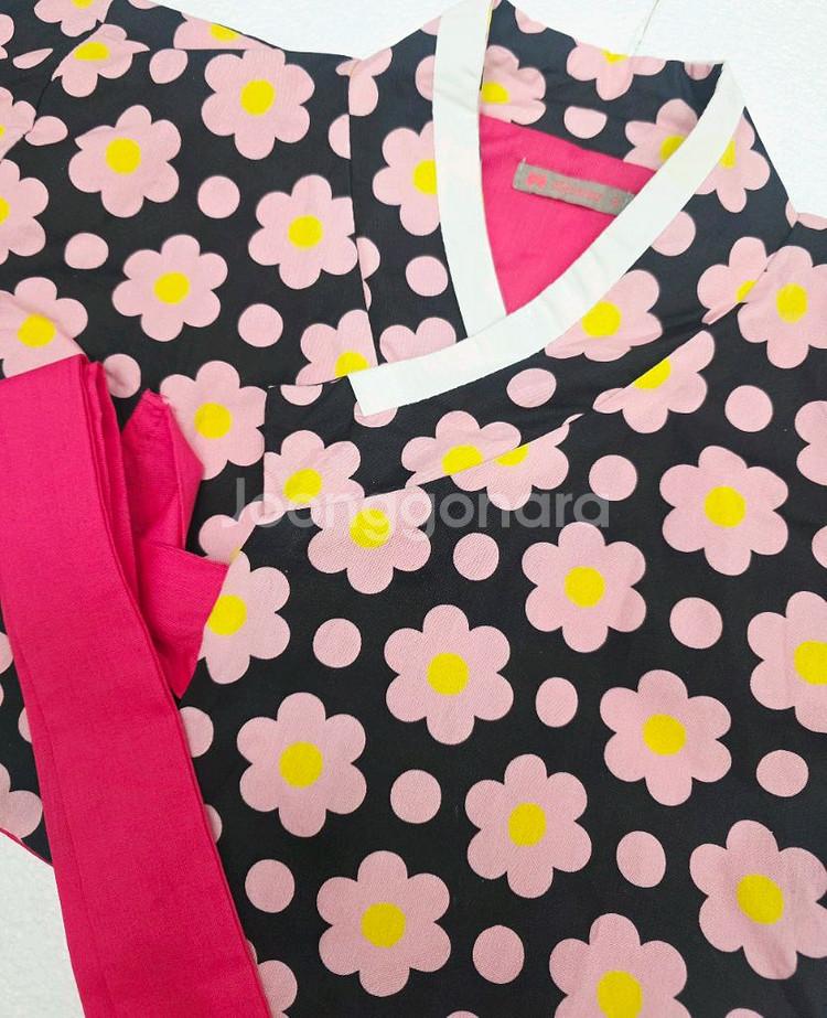 여아 드레스/플라워 패턴 한복 세트--8