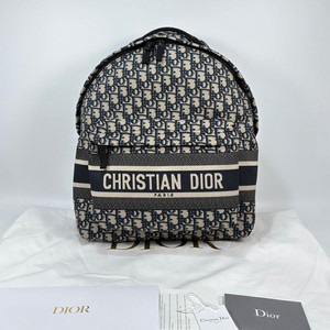 디올 블루 오블리크 트래블 테크니컬 캔버스 백팩