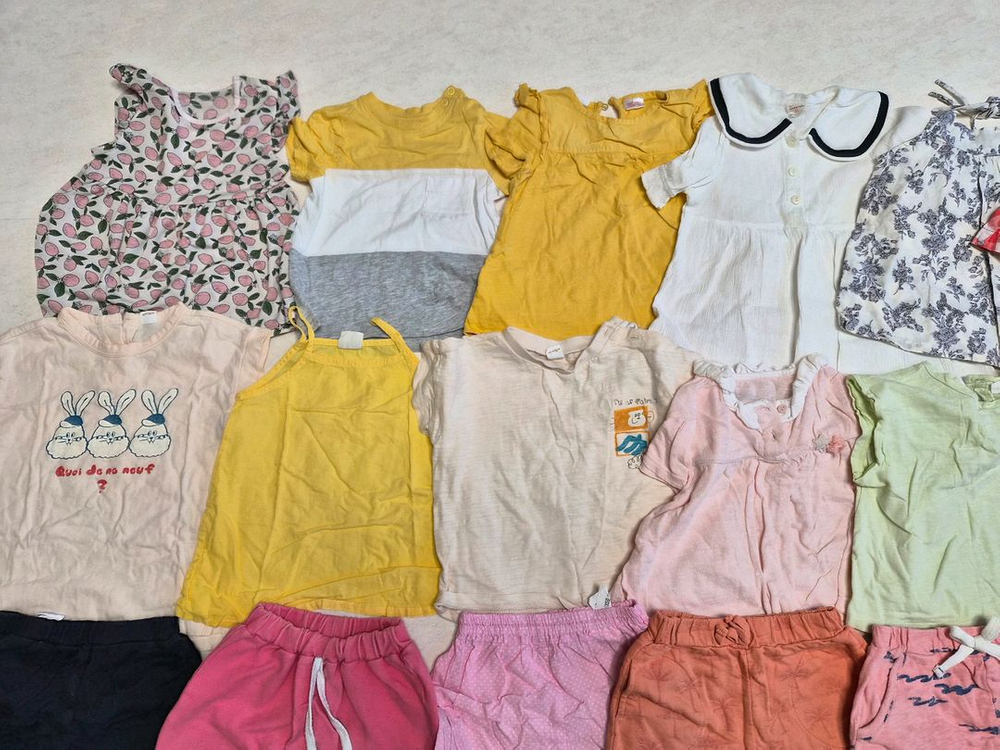 여아 여름옷 일괄세트 80-90 반팔티, 블루머, 반바지--1