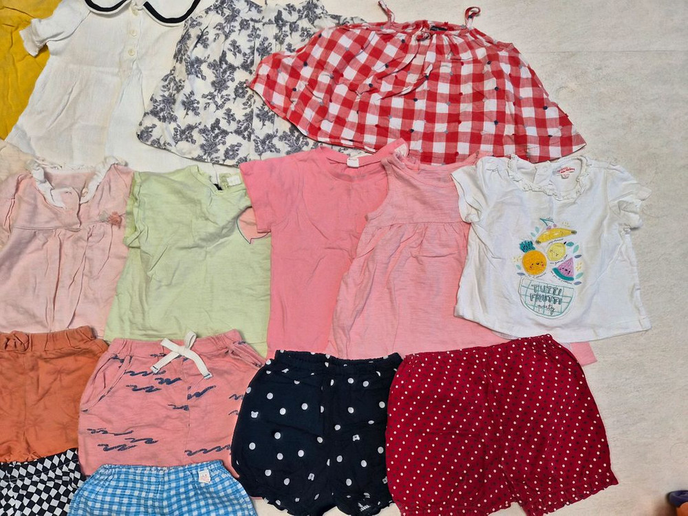 여아 여름옷 일괄세트 80-90 반팔티, 블루머, 반바지--2