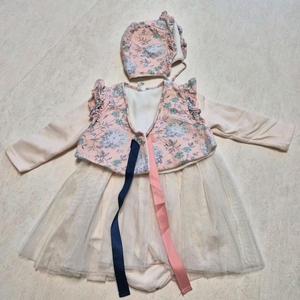 여아 꽃무늬 한복 12M