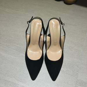 여성 블랙 스웨이드 슬링백 하이힐