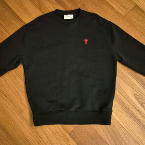 아미 22ss 스몰하트 맨투맨 블랙 크림 정품 L