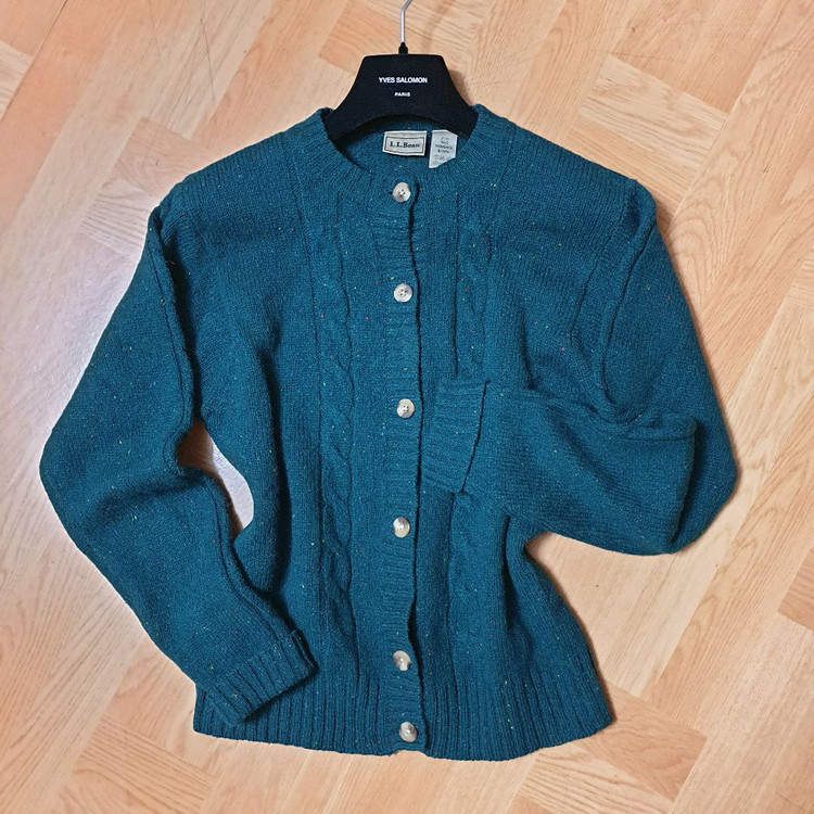 L.L BEAN 엘엘빈 빈티지 보카시울 케이블니트 가디건 M--2
