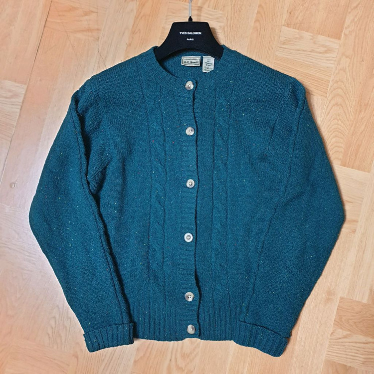 L.L BEAN 엘엘빈 빈티지 보카시울 케이블니트 가디건 M--3