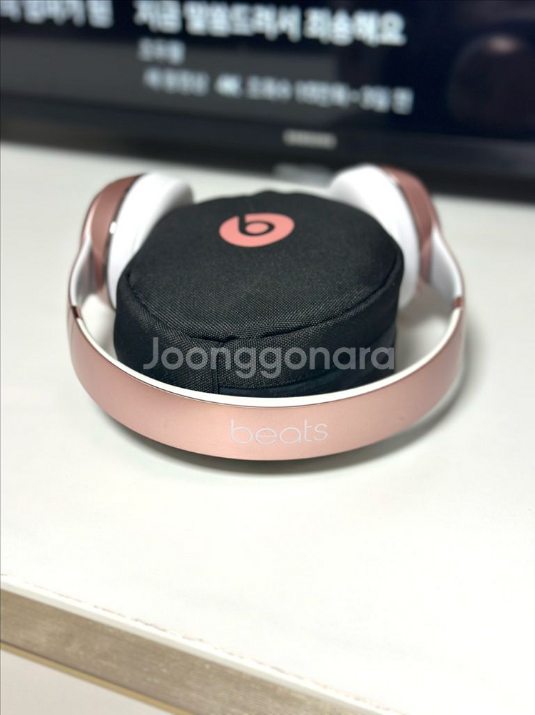 Beats Solo3 비츠솔로 로즈 골드 와이어리스 무선 헤드폰 핑크--3