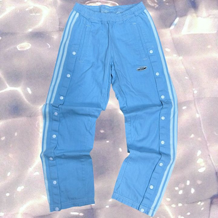아디다스 아디브레이크 스카이블루 와이드 스냅 버튼 데님 트랙 팬츠 M--3