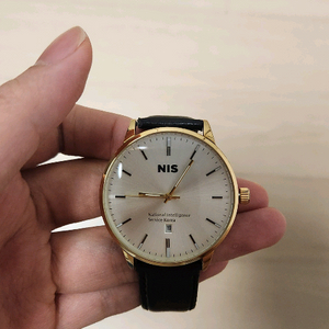 NIS 국정원 시계 골드 블랙 가죽 시계