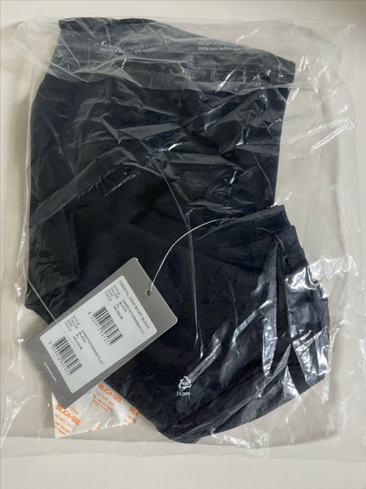 뮬라웨어 크롭 숏 슬리브 블랙 XL 새상품--5