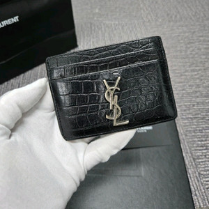 [A급] [정품]입생로랑 크로커다일 카드지갑 은장