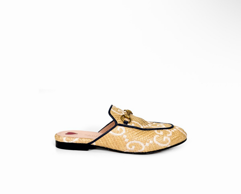 [36] 구찌 여성 프린스타운 GG로고 홀스빗 뮬 블로퍼 슬리퍼 베이지--1