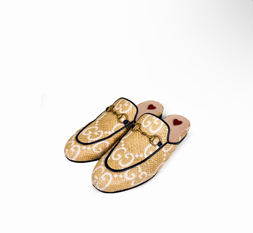 [36] 구찌 여성 프린스타운 GG로고 홀스빗 뮬 블로퍼 슬리퍼 베이지--2