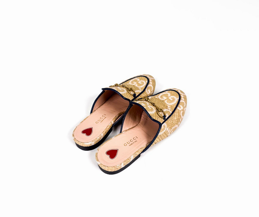 [36] 구찌 여성 프린스타운 GG로고 홀스빗 뮬 블로퍼 슬리퍼 베이지--4