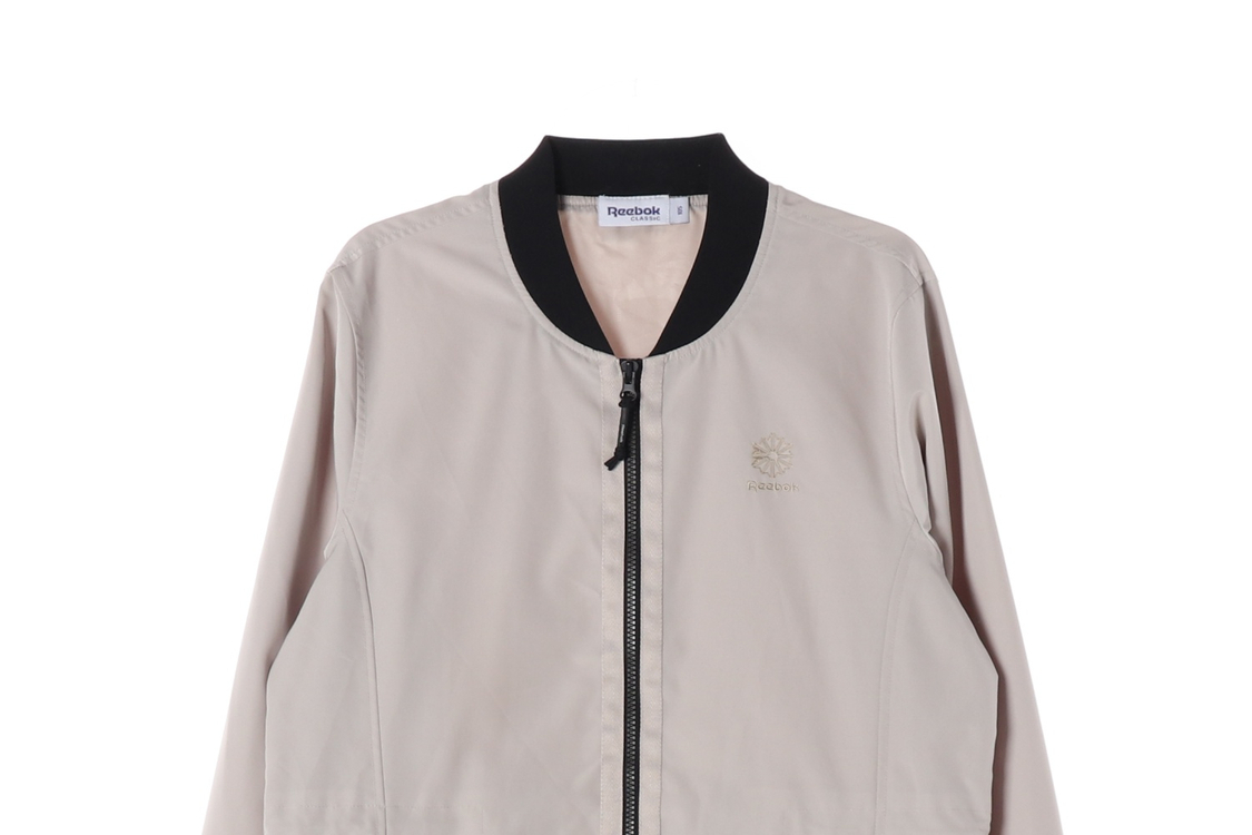 [XL]리복 베이지 롱 바람막이 블루종 집업점퍼--3