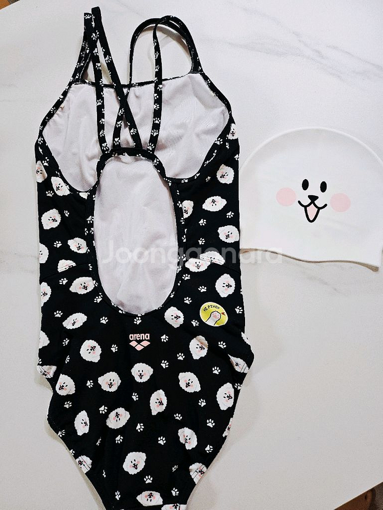 (2회입수) 아레나 퍼피 수영복 90 + 제작수모--1