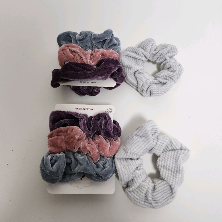 새상품) 벨벳 곱창 머리끈4개세트--1