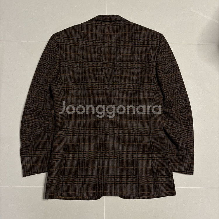 정품 에르메네질도 제냐 브라운 타탄체크 울 캐시미어 블레이저 자켓--4