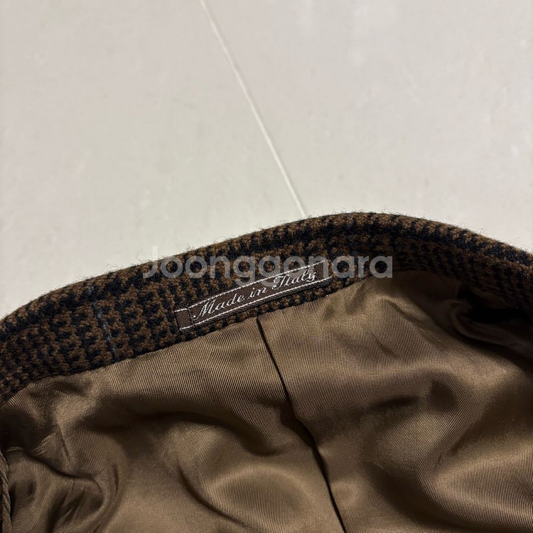 정품 에르메네질도 제냐 브라운 타탄체크 울 캐시미어 블레이저 자켓--6