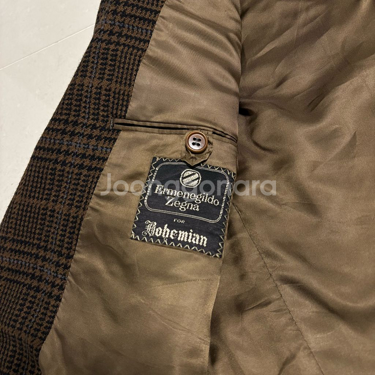 정품 에르메네질도 제냐 브라운 타탄체크 울 캐시미어 블레이저 자켓--8