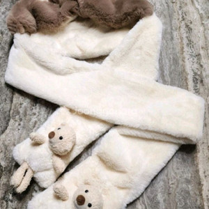 곰돌이 모자 목도리 일체형(미사용품) 새것