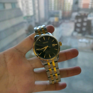 세이코 프레사지 검정 골드 콤비