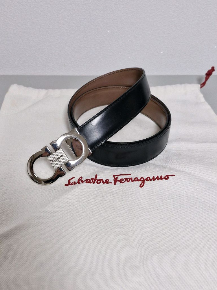 페라가모 은장 양면 가죽벨트 정품--1