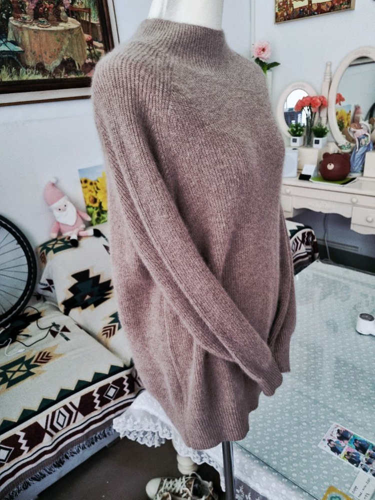 여성 니트 터틀넥 스웨터--2