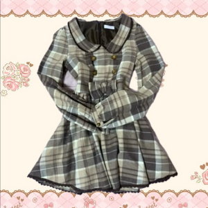 리즈리사 초코 체크 원피스