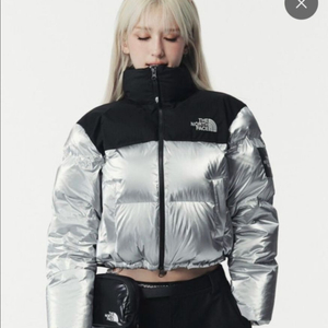 노스페이스 눕시 크롭 패딩 실버 L(95)