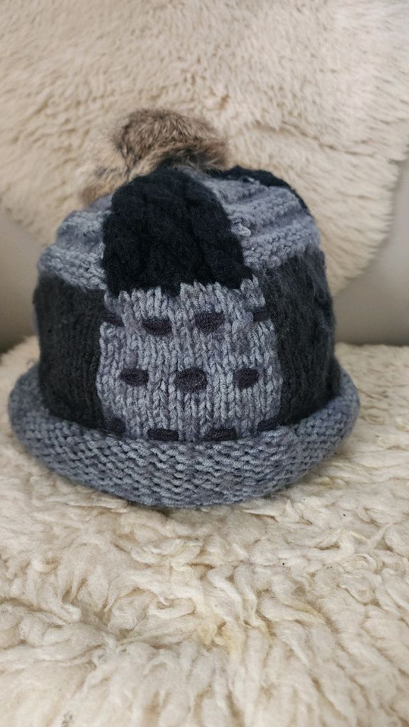 핸드메이드 스타일 니트 모자 남녀공용 (폼폼/패치워크)--6