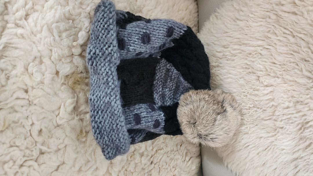 핸드메이드 스타일 니트 모자 남녀공용 (폼폼/패치워크)--8