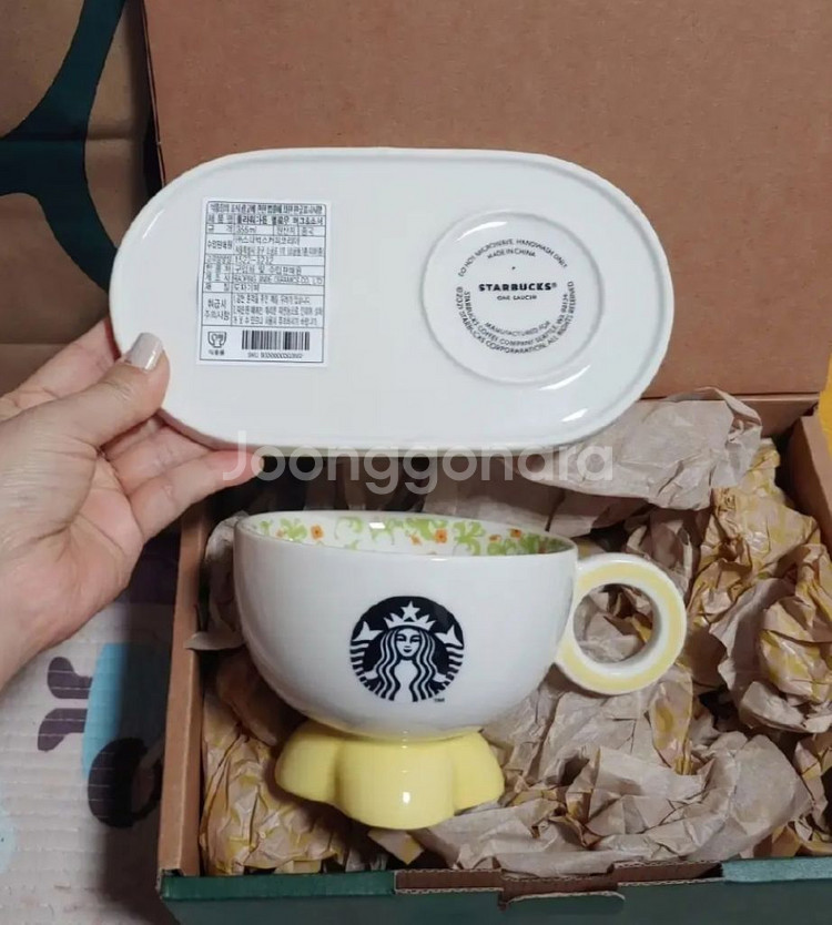 새상품&택포]스타벅스 플라워가든 옐로우 머그&소서 355ml--4