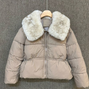 퍼칼라 숏 패딩 베이지