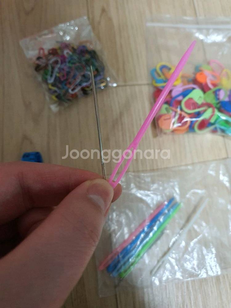 뜨개질 도구 대바늘 코바늘, 마커핀, 돗바늘, 단추 등 부자재 도구--5