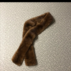 리얼 밍크 롱 목도리 머플러 양면 마호가니 브라운 올드머니룩