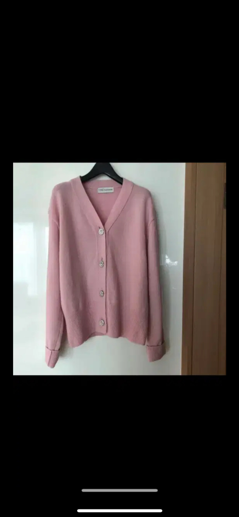 파인캐시미어 울 브이넥 핑크 가디건 하객룩 출근룩 올드머니룩 타임마인랑방--1