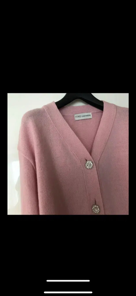파인캐시미어 울 브이넥 핑크 가디건 하객룩 출근룩 올드머니룩 타임마인랑방--3