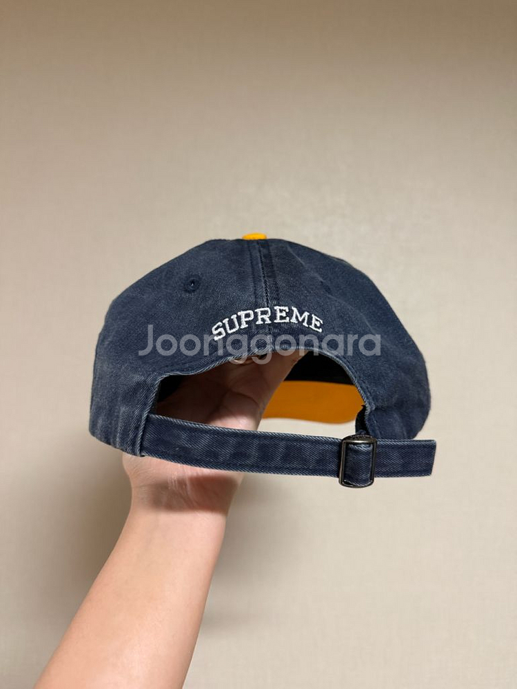 25 fw 슈프림 캡 노랑 네이비--2