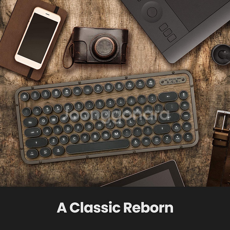 AZIO 아지오 레트로 컴팩트 키보드_엘우드/팜레스트 세트--0