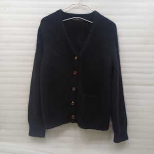 비이커 너구리 울 니트 가디건 여성 헐렁 루즈핏 S 블랙 훌륭 사랑봉봉