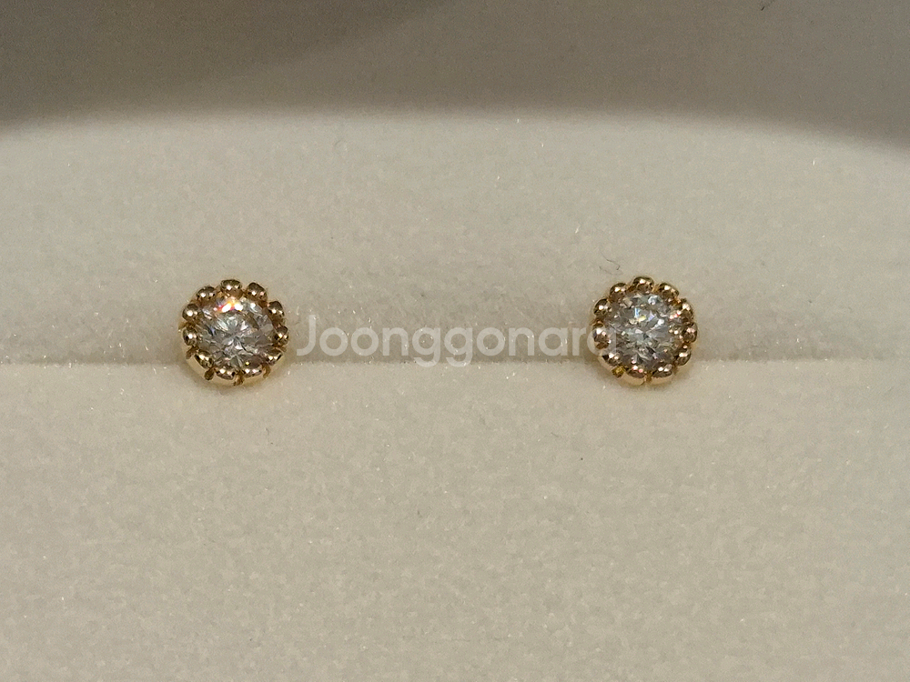 골든듀 글리터링러브 1C 귀걸이 로즈 골드, 베노아 1.3c 옐골 일괄--5