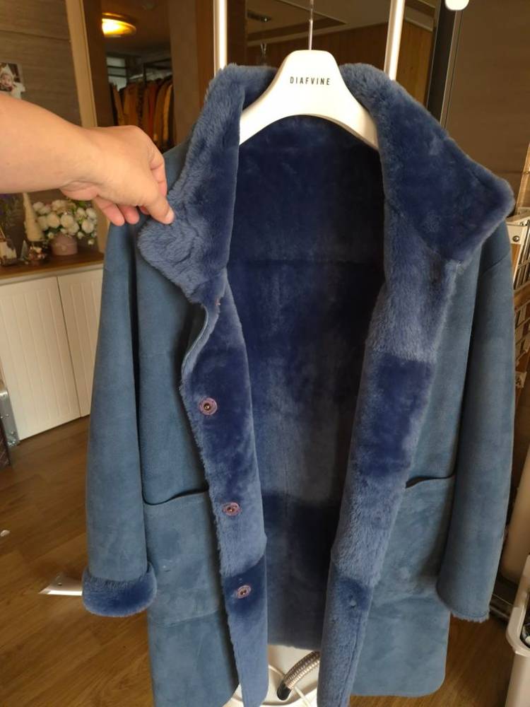 로보 리버시블 천연 양가죽 스웨이드 무스탕--3